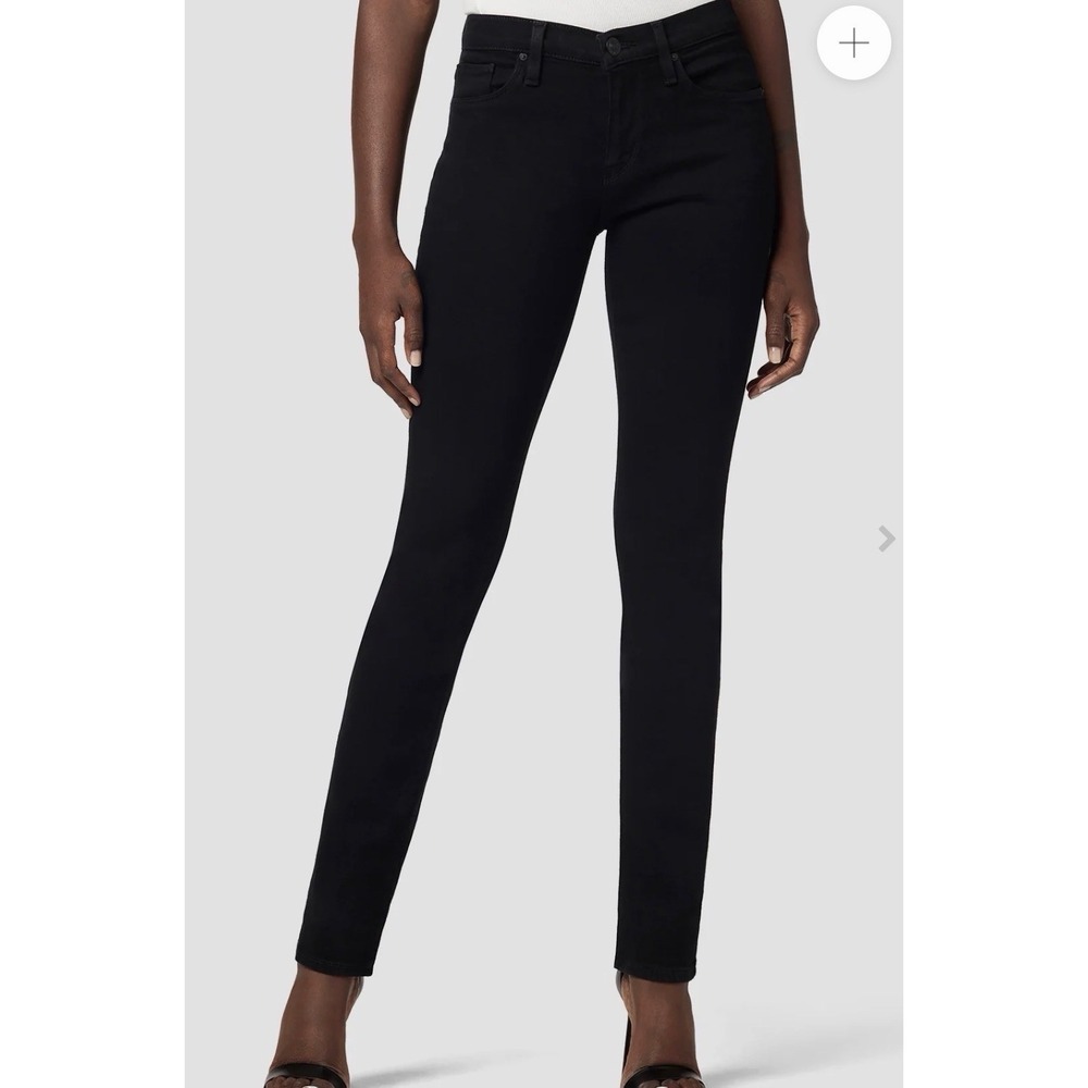 Hudson Nico Skinny Jeans Black Raw Hem Mid Rise Stretch Denim 26